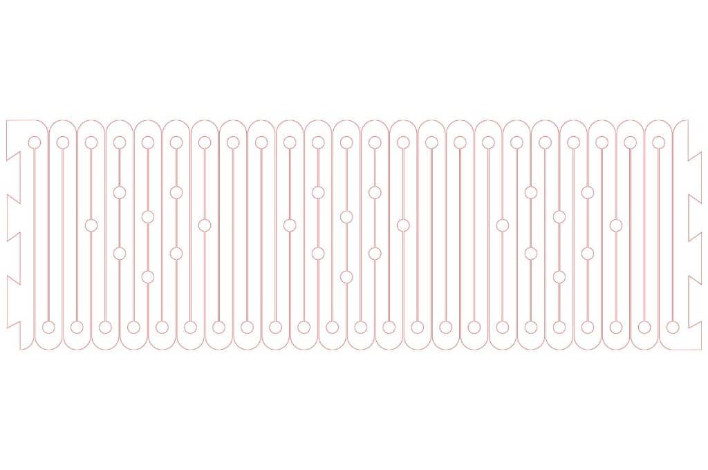 vector descargable para reproducir el diseño de una bisagra viva.   Utiliza tu máquina de corte CNC para la realización de este proyecto.