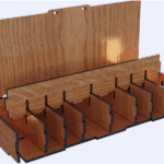vector descargable para reproducir el diseño de una caja con divisiones.   Utiliza tu máquina de corte CNC para la realización de este proyecto.