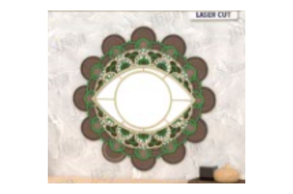 vector descargable para reproducir el diseño de un espejo de mandala.    Utiliza tu máquina de corte CNC para la realización de este proyecto.