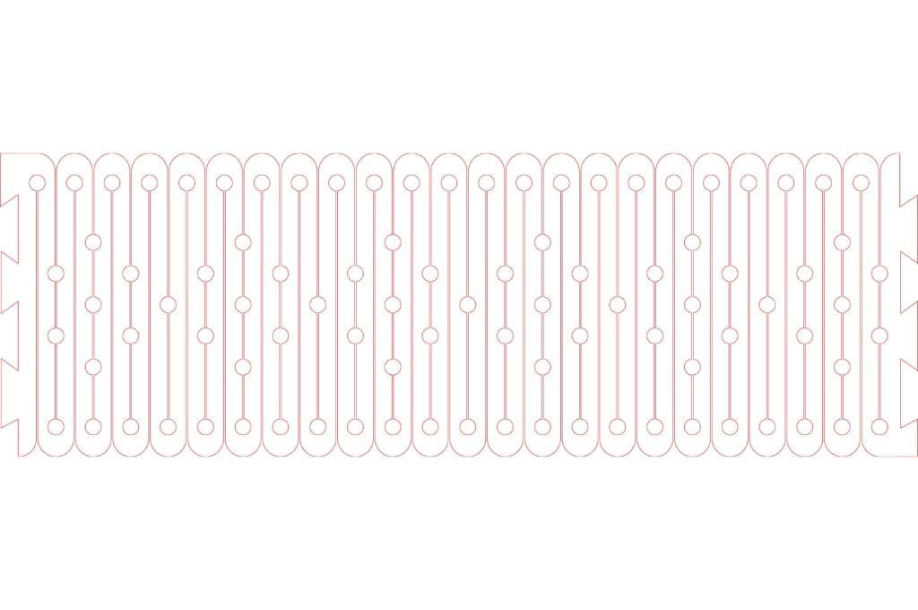 vector descargable para reproducir el diseño de una bisagra viva.  Utiliza tu máquina de corte CNC