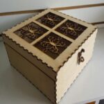 vector descargable para reproducir el diseño de un joyero.   Utiliza tu máquina de corte CNC para la realización de este proyecto.