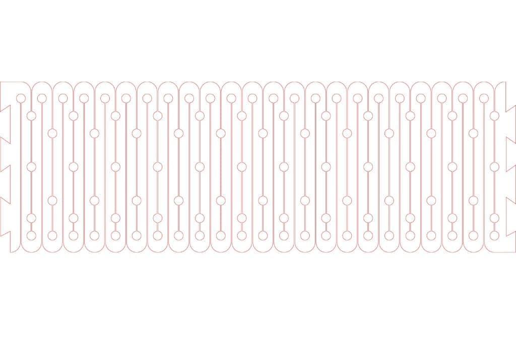 vector descargable para reproducir el diseño de una bisagra viva.  Utiliza tu máquina de corte CNC