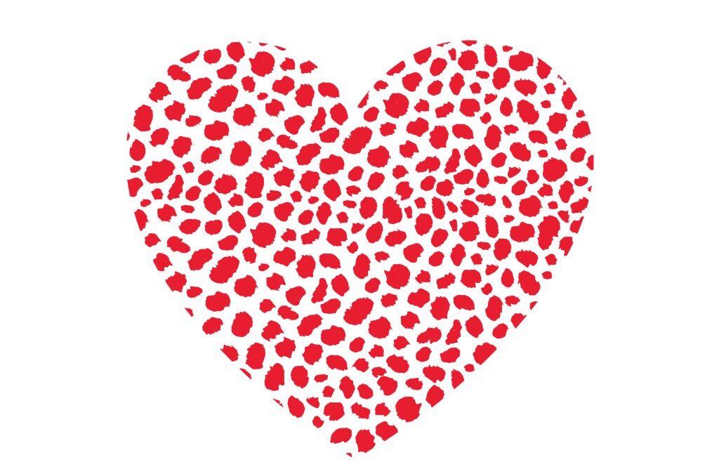 Corazón animal print rojo