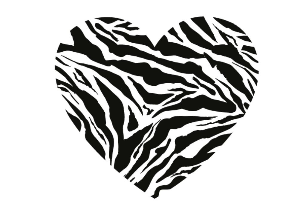 vector descargable para reproducir el diseño de un corazón animal print negro.  Utiliza tu máquina de corte CNC