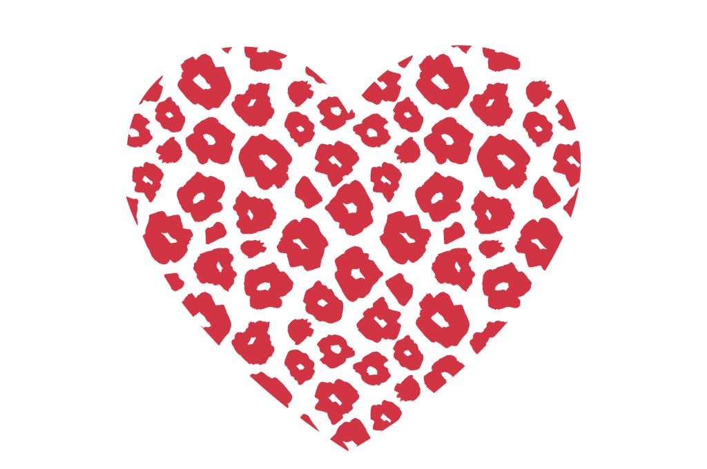 vector descargable para reproducir el diseño de un corazón animal print.  Utiliza tu máquina de corte CNC