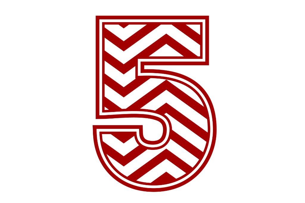 vector descargable para reproducir el diseño de un número 5.  Utiliza tu máquina de corte CNC para la realización de este proyecto.
