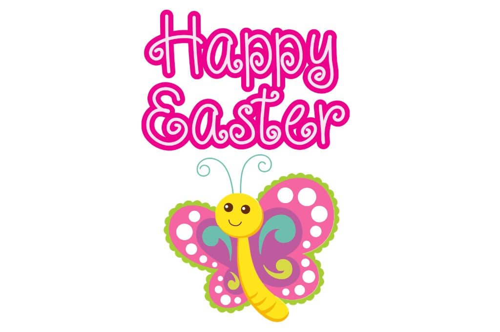 vector descargable para reproducir el diseño de un happy easter mariposa.  Utiliza tu máquina de corte CNC