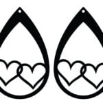 vector descargable para reproducir el diseño de unos aretes de corazón.    Utiliza tu máquina de corte CNC