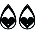 vector descargable para reproducir el diseño de unos aretes de corazón.    Utiliza tu máquina de corte CNC