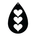 vector descargable para reproducir el diseño de un par de aretes 3 corazones.   Utiliza tu máquina de corte CNC
