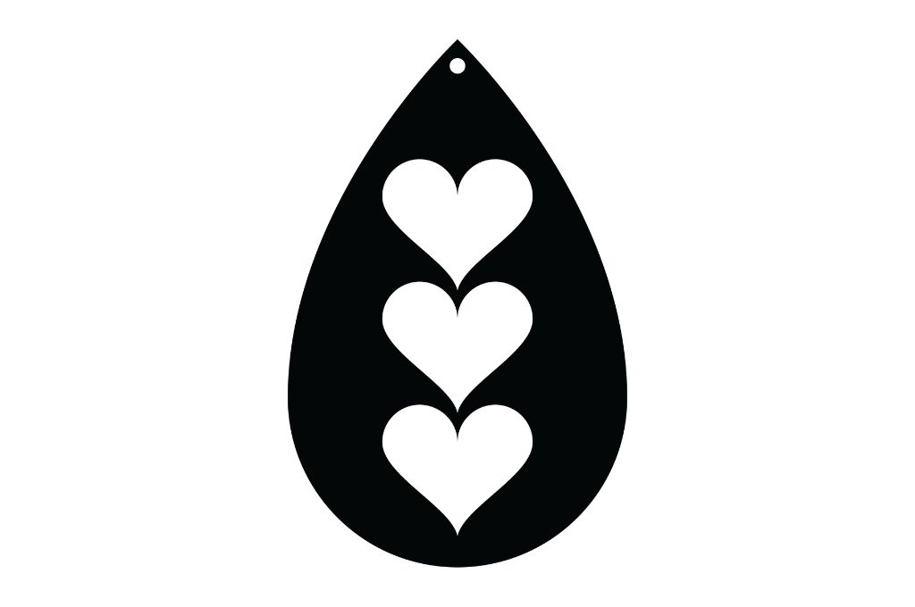 vector descargable para reproducir el diseño de un par de aretes 3 corazones.   Utiliza tu máquina de corte CNC