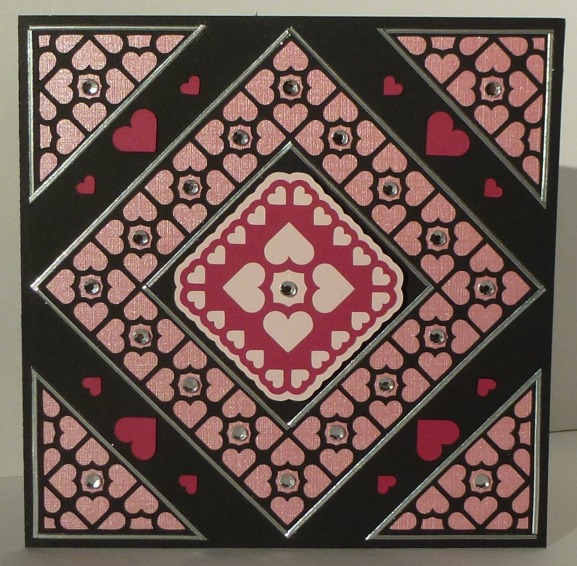 Tarjeta cuadrada de corazones