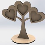 vector descargable para reproducir el diseño de un árbol de corazones 3 fotos.  Utiliza tu máquina de corte CNC