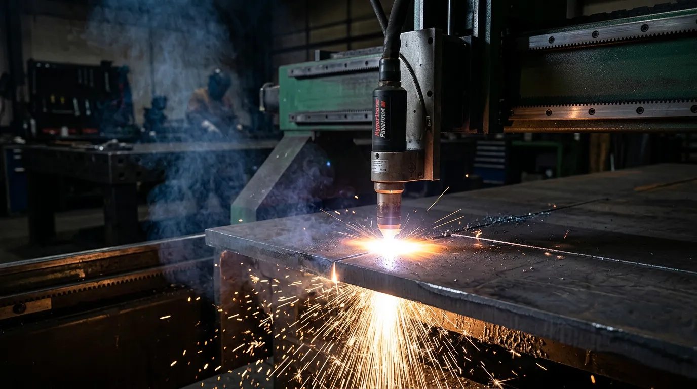 Equipo Plasma CNC cortando acero — Stanser