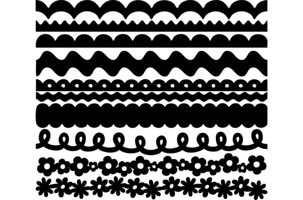 Bordes de flores y ondas — vector para corte CNC
