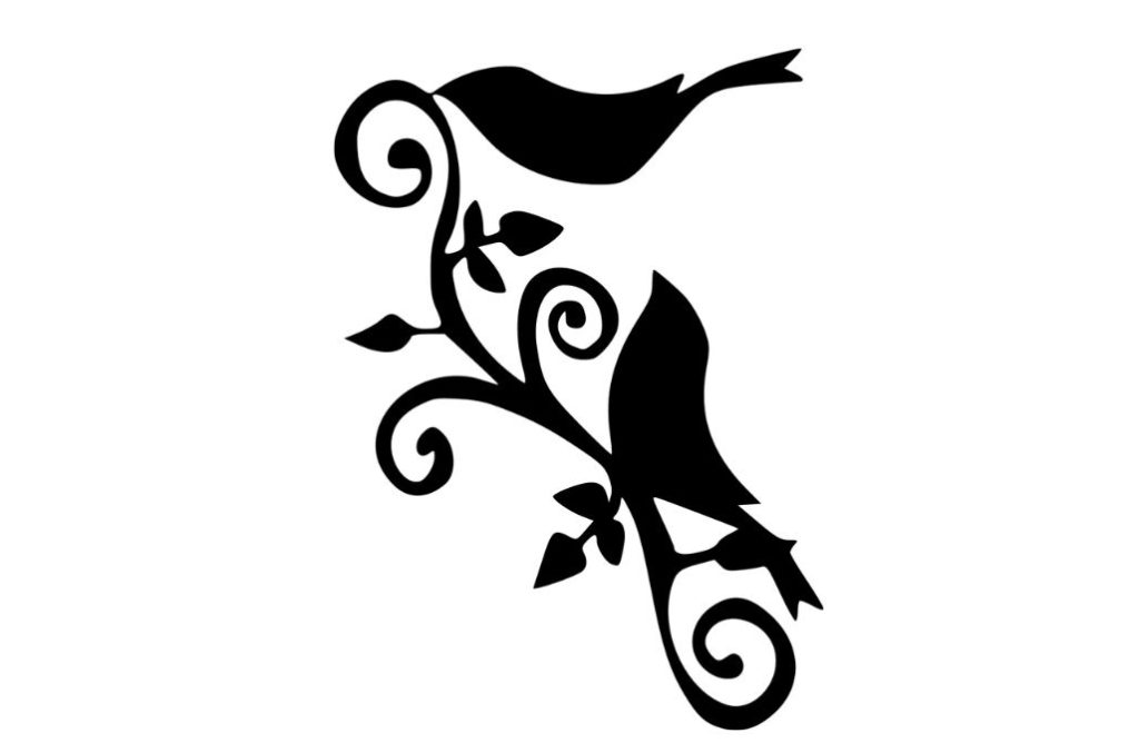 Ornamento 2 pájaros — vector para corte CNC