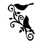 vector descargable para reproducir el diseño de un ornamento de 2 pájaros.  Utiliza tu máquina de corte CNC