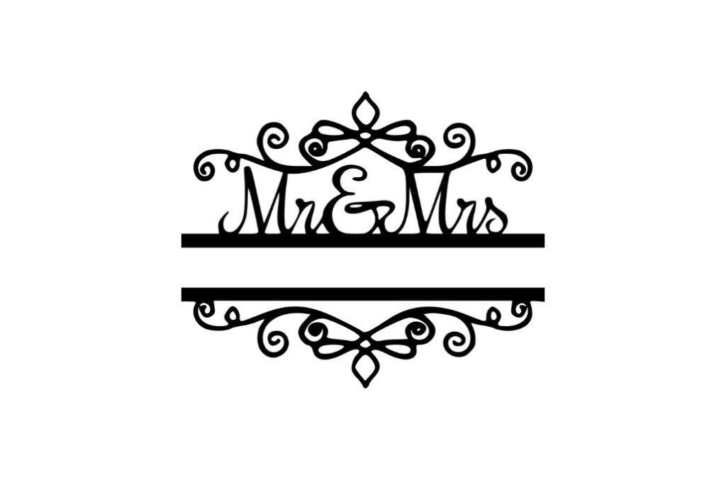 Espiral decorativa Mr & Mrs — vector para corte CNC