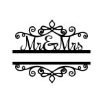 vector descargable para reproducir el diseño de una espiral decorativa Mr & Mrs. Utiliza tu máquina de corte CNC