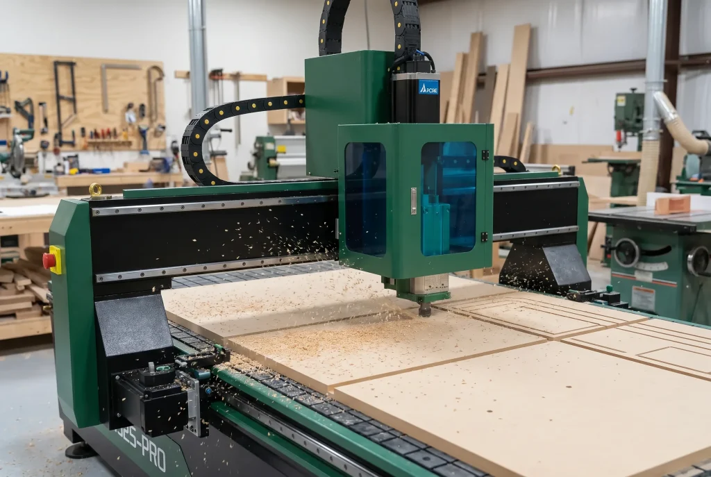 Router CNC fresando madera — Stanser