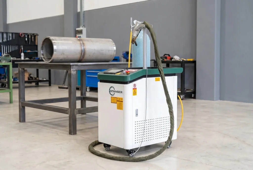 Soldadora láser de fibra con su fuente de potencia — Stanser