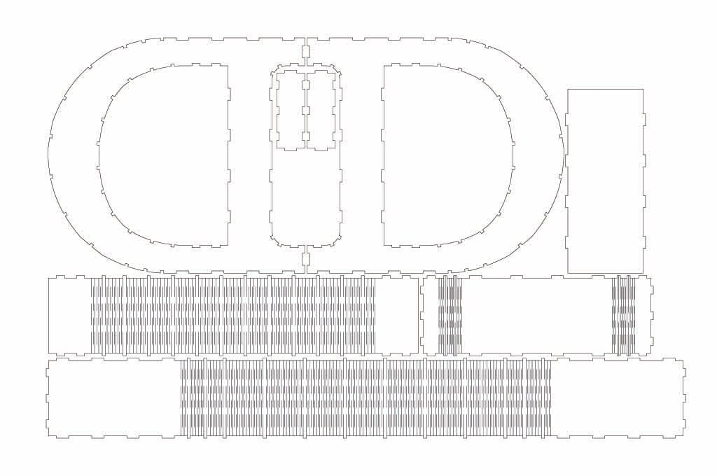 Caja letra D — vector para corte CNC