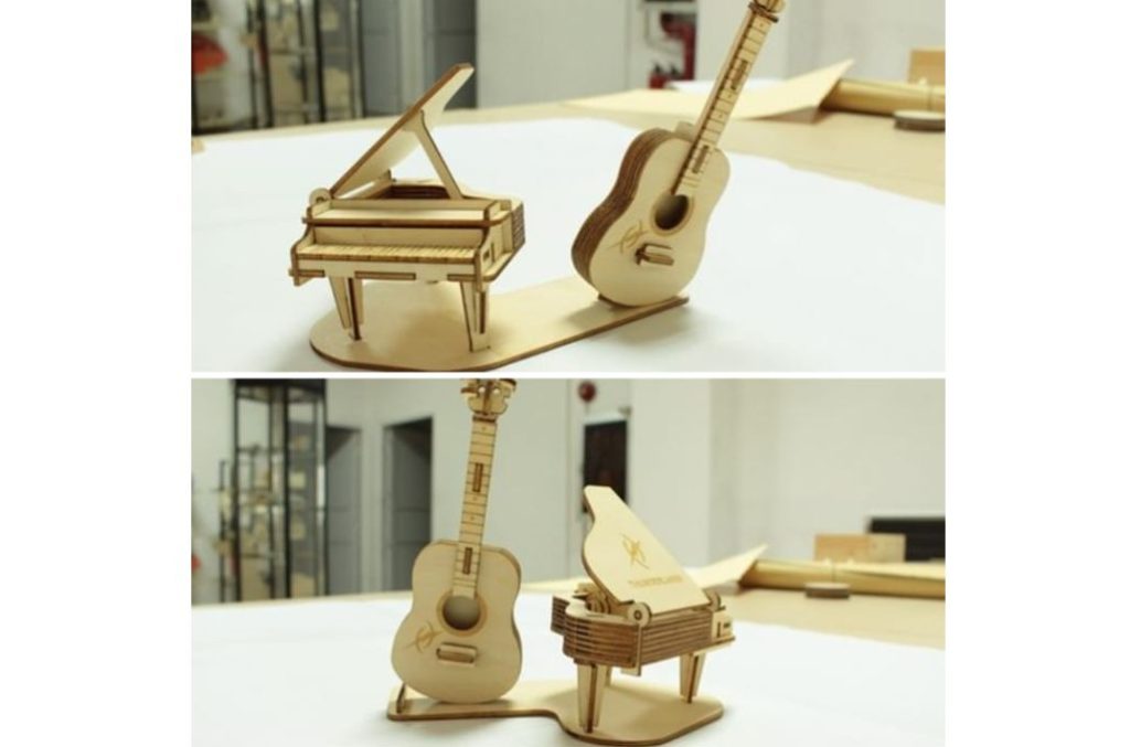 Decoración de piano y guitarra — vector para corte CNC