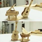 vector descargable para reproducir el diseño de decoración de piano y guitarra.   Utiliza tu máquina de corte CNC para realizar este proyecto.