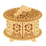 vector descargable para reproducir el diseño de una canasta redonda con tapa.   Utiliza tu máquina de corte CNC para realizar este proyecto.