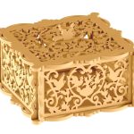 vector descargable para reproducir el diseño de una canasta cuadrada con tapa.   Utiliza tu máquina de corte CNC para realizar este proyecto.