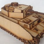 vector descargable para reproducir el diseño de un tanque de guerra.  Utiliza tu máquina de corte CNC para realizar este proyecto.