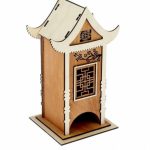 vector descargable para reproducir el diseño de una casa de té.    Utiliza tu máquina de corte CNC para realizar este proyecto.