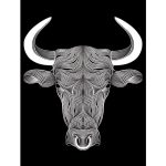 vector descargable para reproducir el diseño de un toro.   Utiliza tu máquina de corte CNC para la realización de este proyecto.