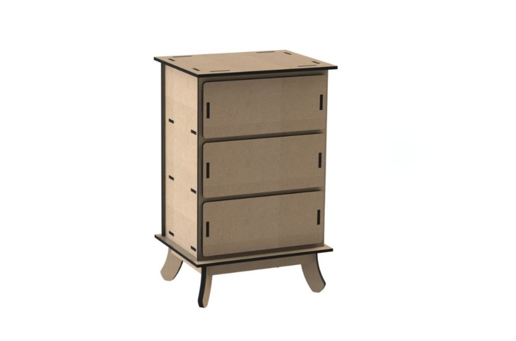 Mueble de 3 gavetas — vector para corte CNC