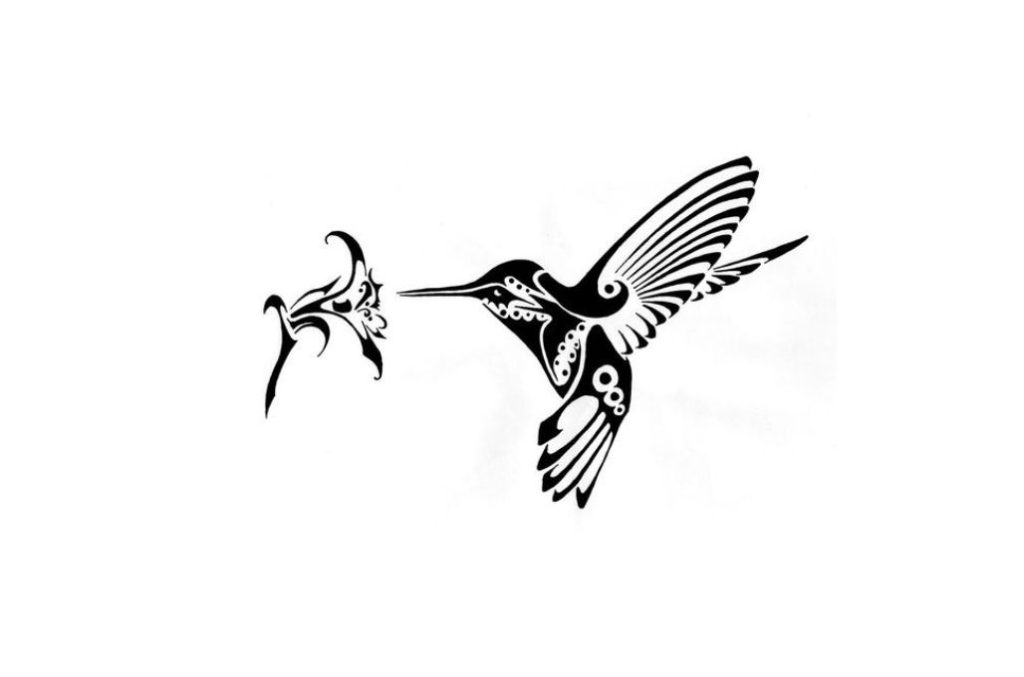 Colibrí y flor — vector para corte CNC