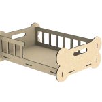 vector descargable para reproducir el diseño de una cama para perro con forma de hueso.  Utiliza tu máquina de corte CNC