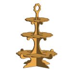 vector descargable para reproducir el diseño de una torre de cupcakes de 3 niveles.   Utiliza tu máquina de corte CNC