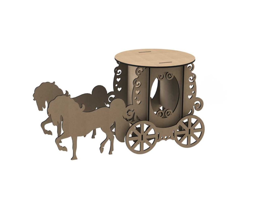 Carruaje con caballos — vector para corte CNC