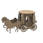 vector descargable para reproducir el diseño de un carruaje con caballos.    Utiliza tu máquina de corte CNC para realizar este proyecto.
