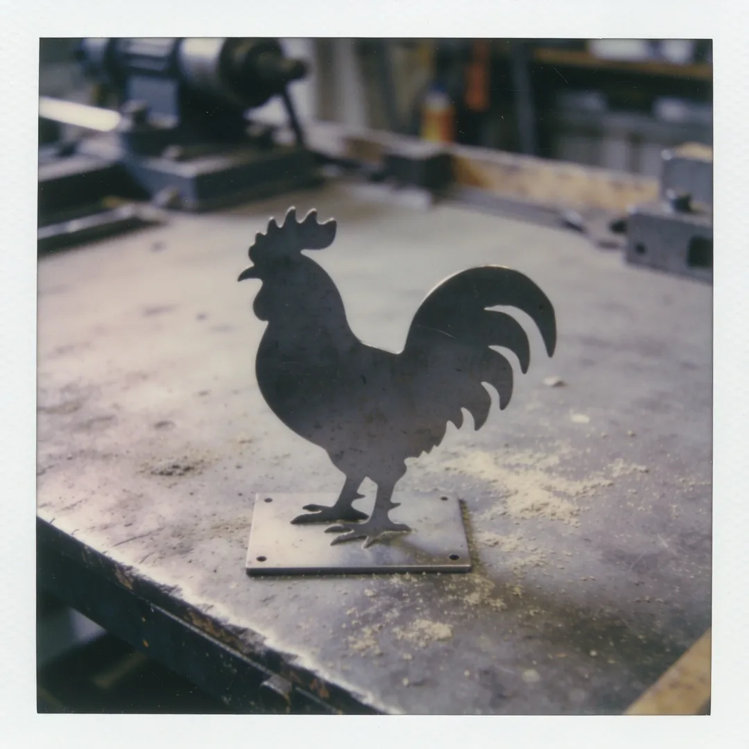 Metal rooster silhouette