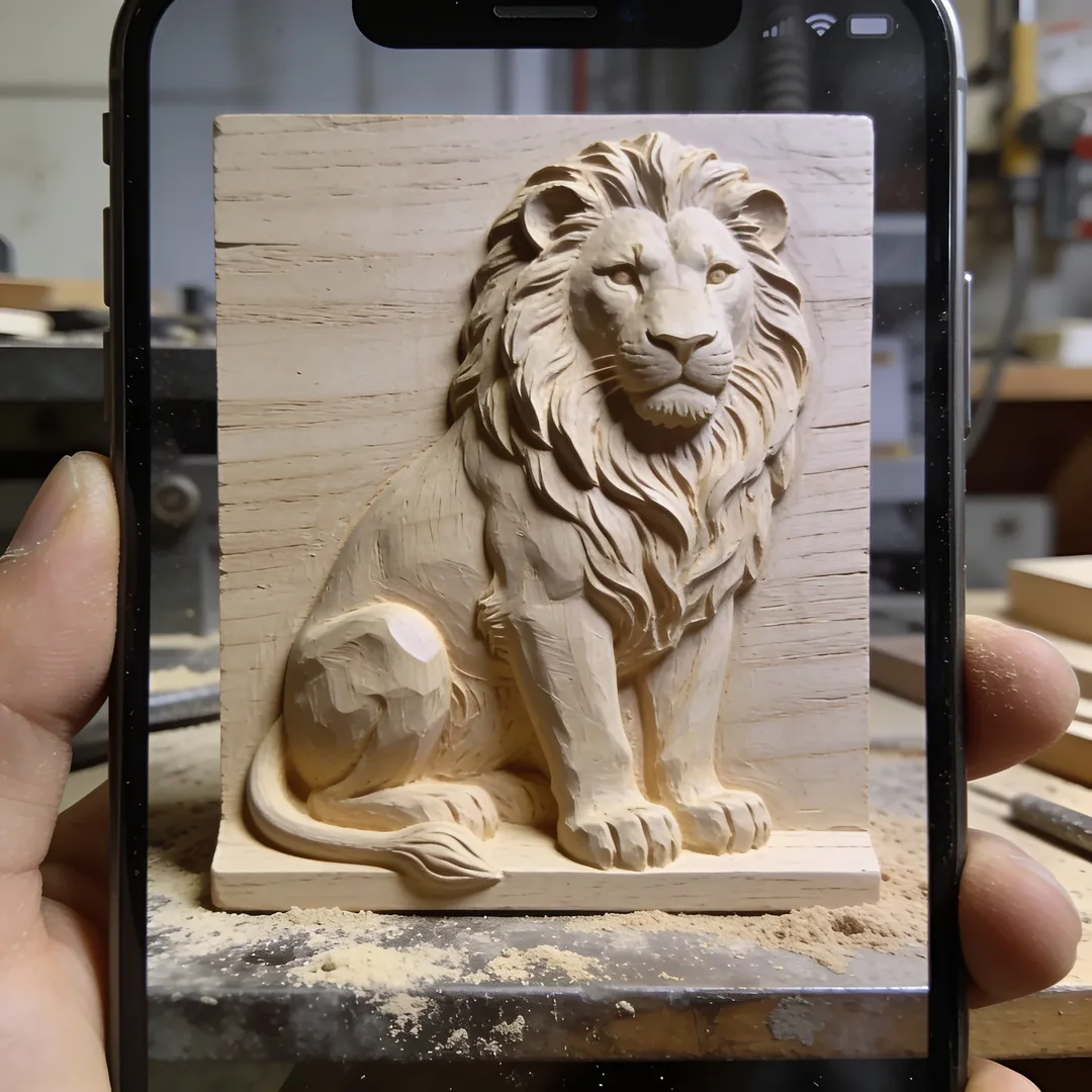 3d relief carving of a lio
