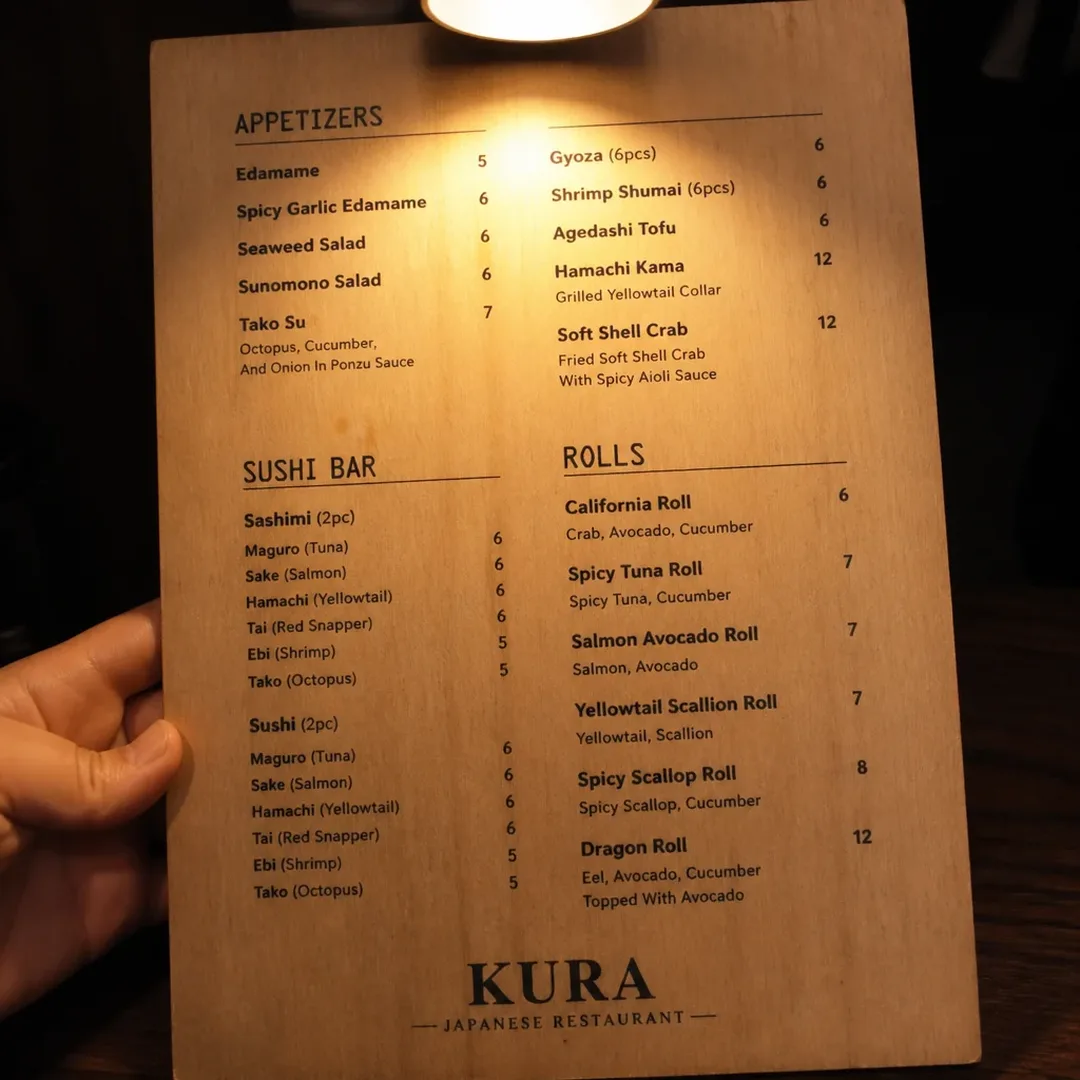 Wooden restaurant menu boa