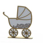 vector descargable para reproducir el diseño de una carreola de bebé.    Utiliza tu máquina de corte CNC para realizar este proyecto.