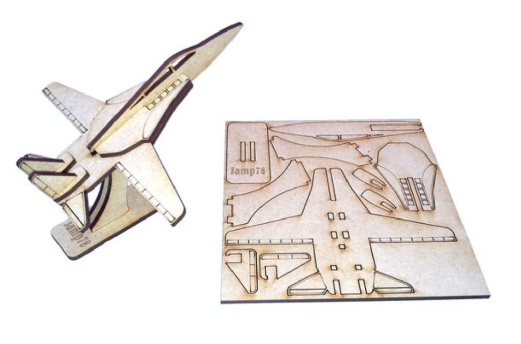 Avión con base — vector para corte CNC