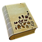 vector descargable para reproducir el diseño de una caja en forma de libro.    Utiliza tu máquina de corte CNC para realizar este proyecto.