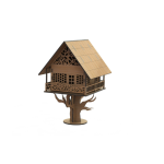 vector descargable para reproducir el diseño de una casa del árbol.    Utiliza tu máquina de corte CNC para realizar este proyecto.
