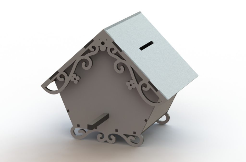 Alcancía casita de pájaro — vector para corte CNC