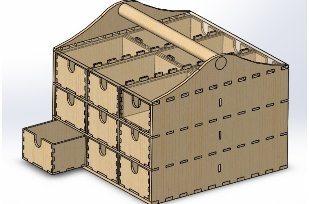 Cajonera portátil — vector para corte CNC