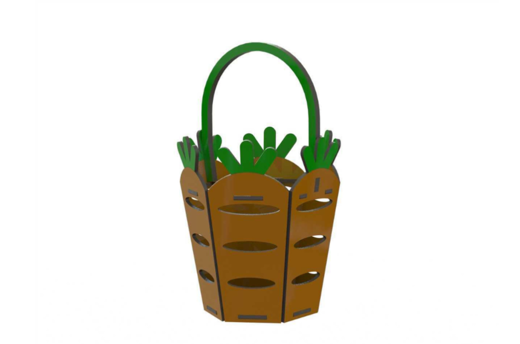 Canasta de pascua con zanahorias — vector para corte CNC