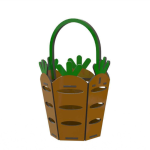 vector descargable para reproducir el diseño de una canasta de pascua con zanahorias.  Utiliza tu máquina de corte CNC